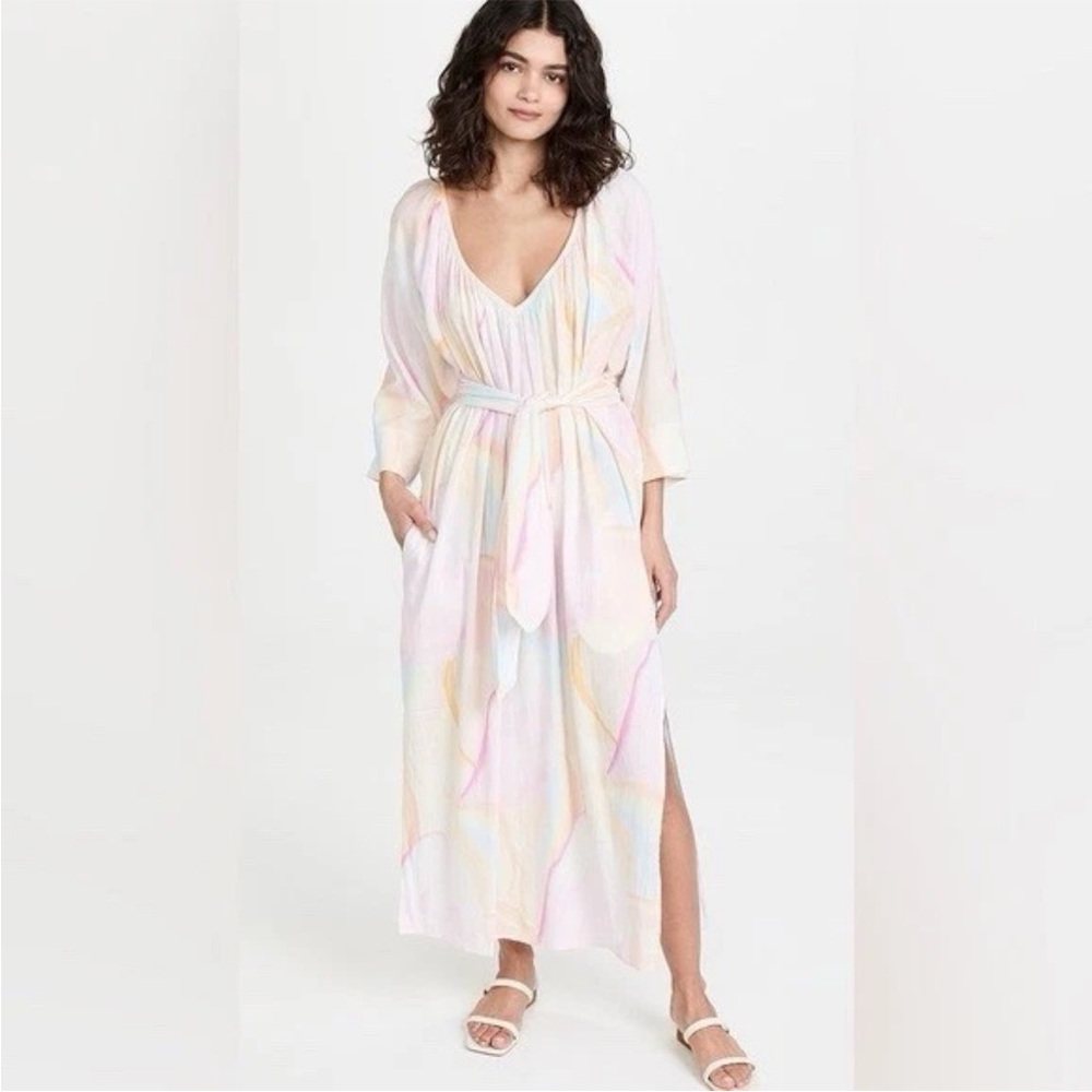 Mara Hoffman Women Midi Length Dress Organic Cotton Pink Size M Belted Abstract